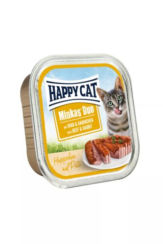 Happy Cat Minkas Duo prémium pástétom felnőtt macskáknak 100 g marhahússal, nyúllal