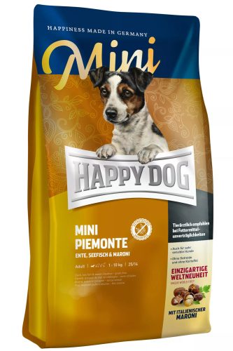 Happy Dog Mini Piemonte 300 g száraz kutyaeledel kistestű felnőtt érzékeny kutyáknak kacsahússal, hallal