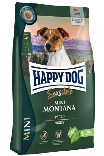 Happy Dog Mini Montana 4 kg száraz kutyaeledel kistestű felnőtt érzékeny kutyáknak lóhússal