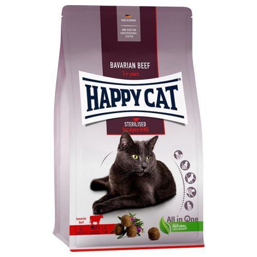 Happy Cat Adult Sterilised száraz macskaeledel 4 kg ivartalanított macskák részére marhahússal