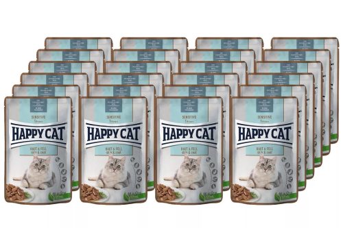 Happy Cat Pouch Sensitive Skin & Coat alutasakos macskaeledel 24 X 85 g érzékeny bőrű macskák részére