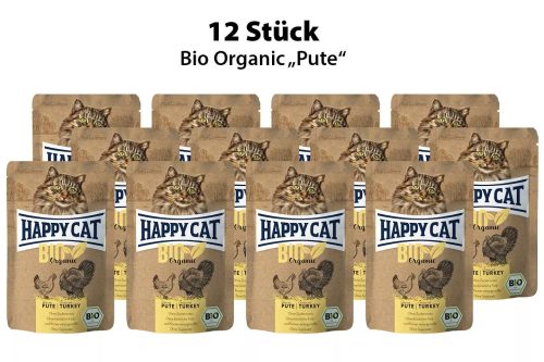 Happy Cat Pouch Hús Bio nedveseledel macskák részére 12 X 85 g csirkehússal, pulykahússal