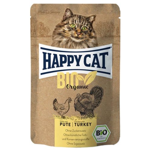 Happy Cat Pouch Hús Bio nedveseledel macskák részére 85 g csirkehússal, pulykahússal