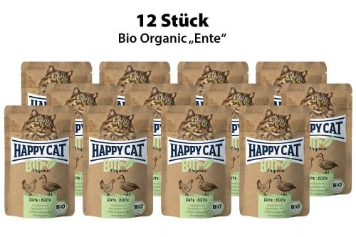 Happy Cat Pouch Hús Bio nedveseledel macskák részére 12 X 85 g csirkehússal, kacsahússal