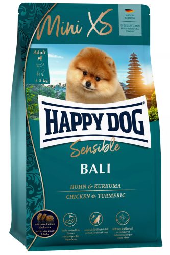 Happy Dog Mini XS Bali száraz kutyaeledel kis és nagyon kistestű felnőtt kutyáknak csirkehússal 1,3 kg