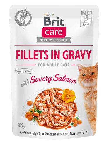 Brit Care Cat Filets in Gravy alutasakos macskaeledel felnőtt macskák részére 85 g lazaccal