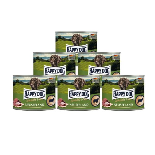 Happy Dog Sensible Pur Neuseeland színhús monoprotein kutyaeledel konzerv 6 x 200 g bárányhús