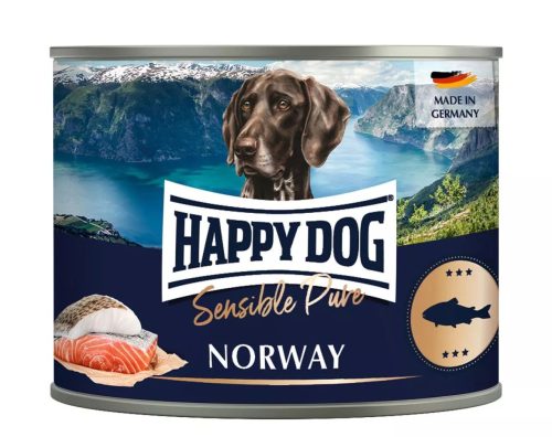 Happy Dog Sensible Pur Norway színhús monoprotein konzerv kutyaeledel 200 g lazac
