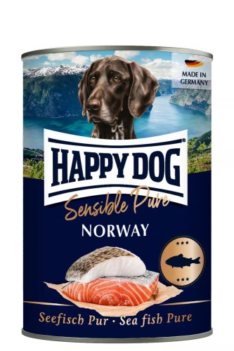 Happy Dog Sensible Pur Norway színhús monoprotein konzerv kutyaeledel 400 g lazac
