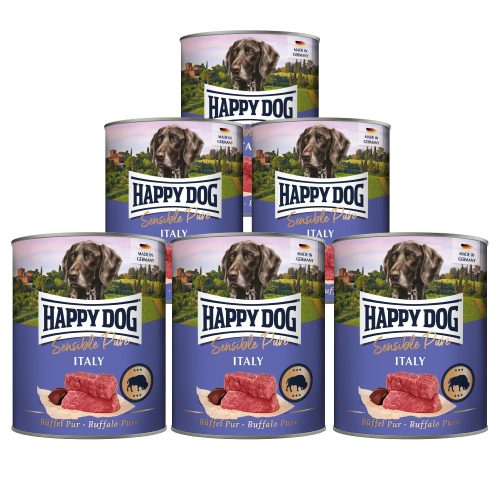 Happy Dog Sensible Italy színhús monoprotein konzerv kutyaeledel 6 x 800 g bivalyhús