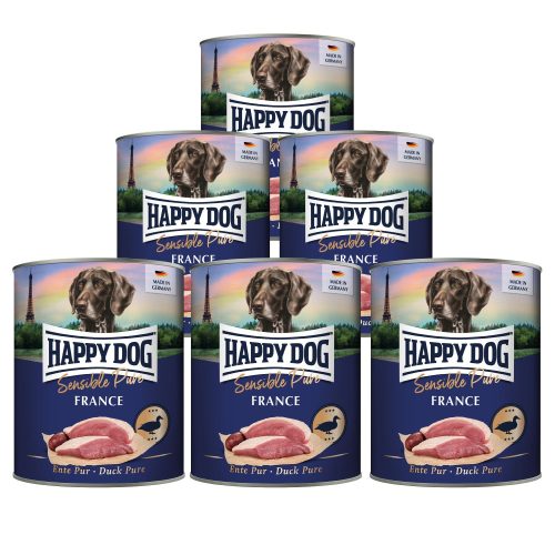 Happy Dog Sensible Pur France színhús monoprotein konzerv kutyaeledel 6 X 800 g kacsahús