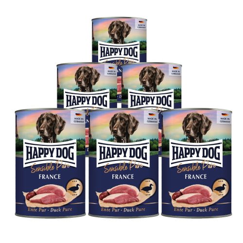 Happy Dog Sensible Pur France színhús monoprotein konzerv kutyaeledel 6 X 400 g kacsahús