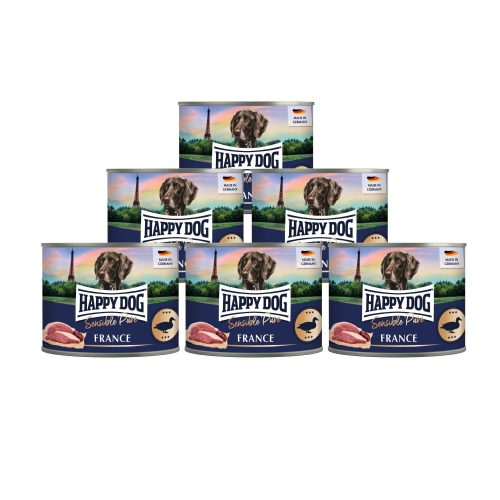 Happy Dog Sensible Pur France színhús monoprotein konzerv kutyaeledel 6 X 200 g kacsahús