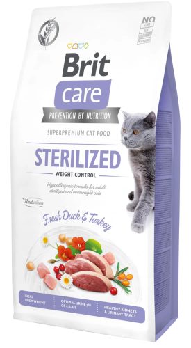 Brit Care Cat Grain Free Sterilised Weight Control száraz macskaeledel ivartalanított macskák részére 400 g friss kacsa pulykával
