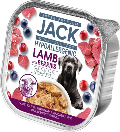 JACK hipoallergén pástétom kutyáknak 150 g bárányhús bogyós gyümölcsökkel