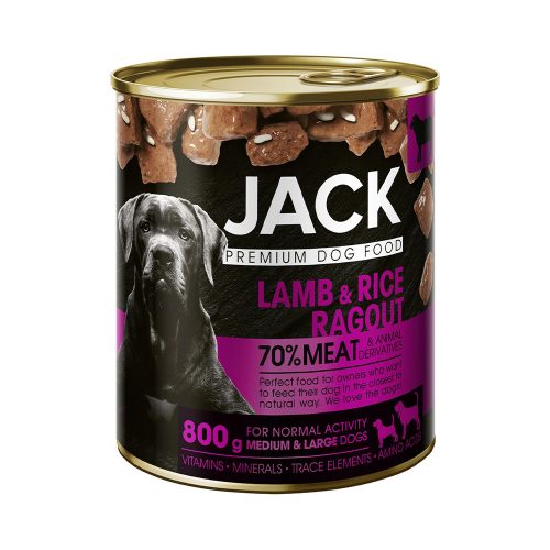 JACK Ragu konzerv kutyaeledel 800 g bárány, rizs