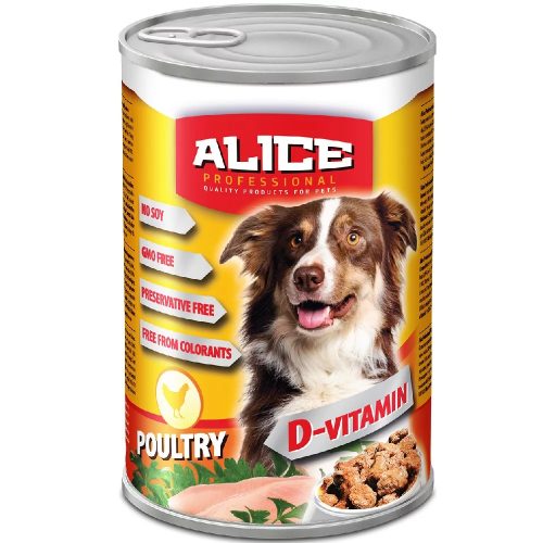 Alice Dog konzerv - csirke -  nedves eledel kutyák részére 1240 g
