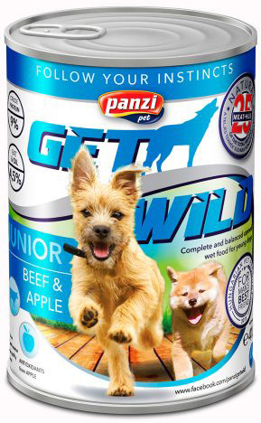 Getwild Junior (marha, alma) konzerv - Kölyök kutyák részére 415 g