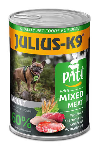 JULIUS - K9 paté mixed meat - nedveseledel (szárnyas, sertés, marha) felnőtt kutyák részére 400 g