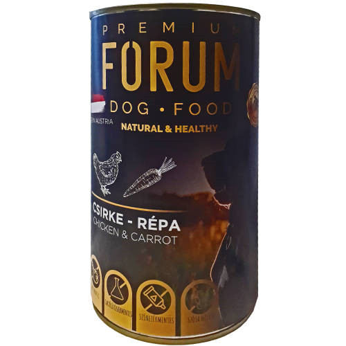 Premium Forum - nedves eledel (csirke, répa) - Felnőtt kutyák részére 1240 g