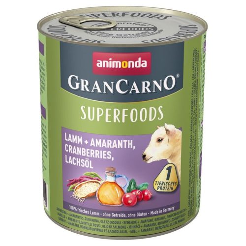 Animonda GranCarno Adult Superfoods konzerv - felnőtt kutyák részére, bárány, amaránt, áfonya, lazacolaj 800 g