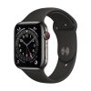 Apple Watch Series 6 GPS+Cellular 44mm grafitszínű rozsdamentesacél tok, fekete sportszíj 