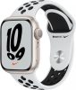 Apple Watch Series 7 GPS 41mm csillagfény aluminium tok, Nike sportszíj platinaszín-fekete