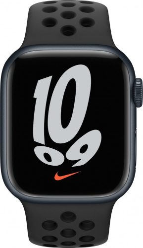 Apple Watch Series 7 GPS 41mm éjfekete aluminium tok, Nike sportszíj antracit-fekete