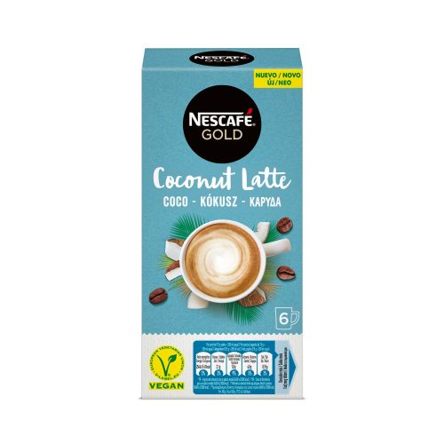 Nescafé Gold Coconut Latte azonnal oldódó vegán kávés italpor kókusszal 6 x 15 g