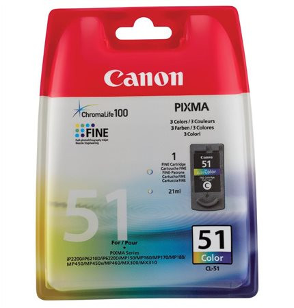 Canon CL-51 Tintapatron Pixma iP2200, 6210D, 6220D nyomtatókhoz, színes, 3*7ml