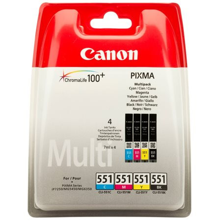 Canon CLI-551KIT Tintapatron multipack Pixma iP7250, MG5450 nyomtatókhoz, b+c+m+y, 4*7ml