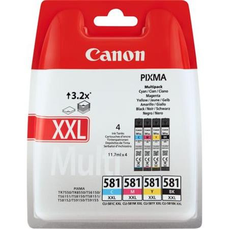 Canon CLI-581MPXXL Tintapatron multipack Pixma TS7550, 8150, 9150 nyomtatókhoz, b+c+m+y, 46,8ml