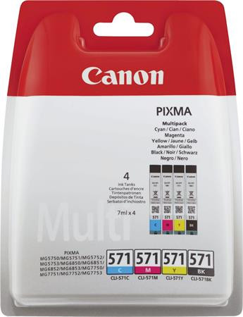 Canon CLI-571KIT Tintapatron multipack Pixma MG 5700, 6800, 7700 nyomtatókhoz, b+c+m+y, 4*7ml