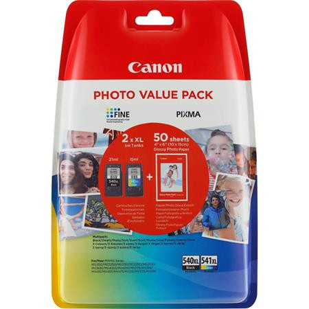 Canon PG-540X, CL541XL Tintapatron multipack Pixma MG2150, MG3150 nyomtatókhoz, fekete, színes, + GP501 (50 lap 10x15)