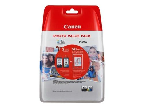 Canon PG-545XL/CL546XL Tintapatron multipack Pixma MG2450, 2550 nyomtatókhoz, fekete, színes, + GP501 (50 lap 10x15) pa
