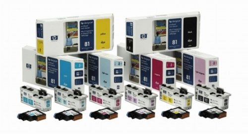 HP C4954A Tintapatron fej és tisztító DesignJet 5000 nyomtatóhoz, HP  81, világos cián