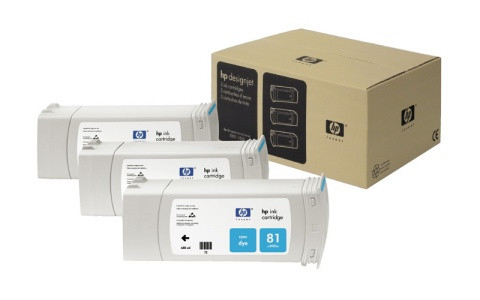 HP C5067A Tintapatron multipack DesignJet 4000 nyomtatóhoz, HP  81, cián, 3*680ml