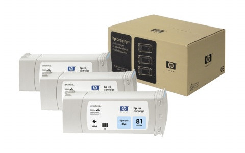 HP C5070A Tintapatron multipack DesignJet 4000 nyomtatóhoz, HP  81, világos cián, 3*680ml