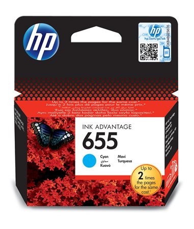 HP CZ110E Tintapatron Deskjet Ink Advantage 3520 sorozat nyomtatókhoz, HP  655, cián, 600 oldal