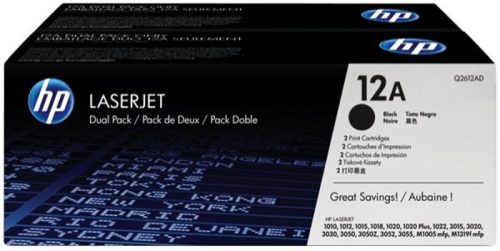 HP Q2612AD Lézertoner LaserJet 1010, 1015, 1018 nyomtatókhoz, HP  12A, fekete, 2*2k