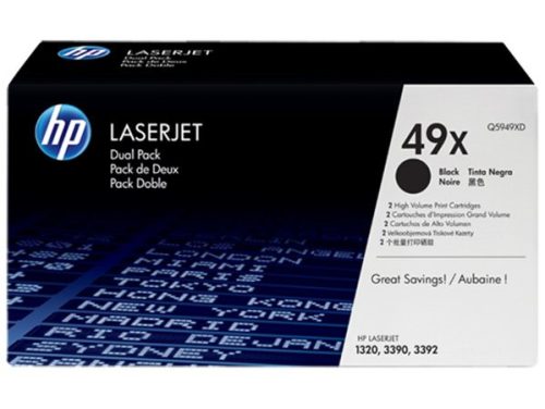 HP Q5949XD Lézertoner LaserJet 1320, 3390, 3392 nyomtatókhoz, HP  49X, fekete, 2*6k