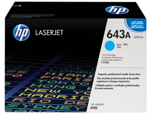 HP Q5951A Lézertoner ColorLaserJet 4700 nyomtatóhoz, HP  643A, cián, 10k
