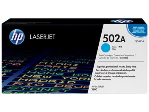 HP Q6471A Lézertoner ColorLaserJet 3600 nyomtatóhoz, HP  502A, cián, 4k