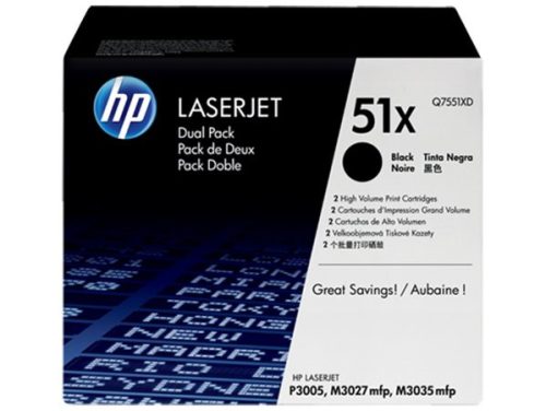 HP Q7551XD Lézertoner LaserJet P3005, M3027MFP nyomtatókhoz, HP  51X, fekete, 2*13k