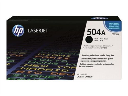 HP CE250A Lézertoner ColorLaserJet CM3530, CP3525 nyomtatókhoz, HP  504A, fekete, 5k
