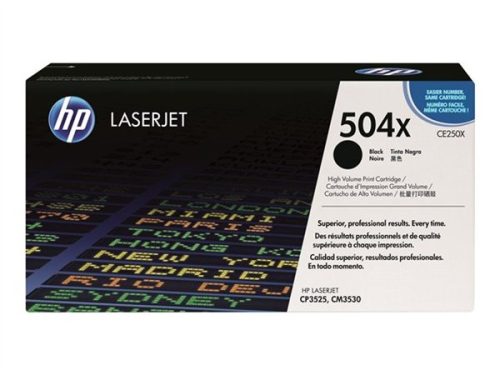 HP CE250X Lézertoner ColorLaserJet CM3530, CP3525 nyomtatókhoz, HP  504X, fekete, 10,5k