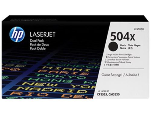 HP CE250XD Lézertoner ColorLaserJet CM3530, CP3525 nyomtatókhoz, HP  504X, fekete, 10,5k
