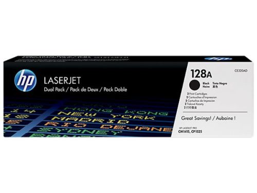 HP CE320AD Lézertoner Color LaserJet Pro CM1415, CP1525N nyomtatókhoz, HP  128A, fekete, 2*2k
