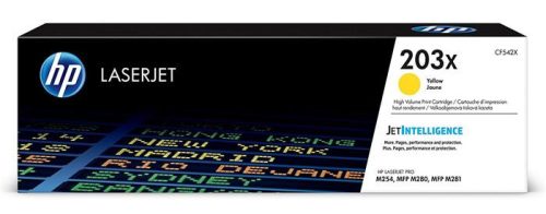 HP CF542X Lézertoner HP  ColorLaserJet Pro MFP M280nw, MFP M281fdn, MFP M281fdw nyomtatókhoz, HP  203X, sárga, 2,5k