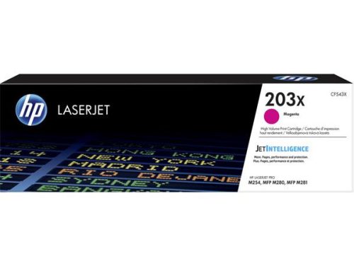 HP CF543X Lézertoner HP  ColorLaserJet Pro MFP M280nw, MFP M281fdn, MFP M281fdw nyomtatókhoz, HP  203X, magenta, 2,5k
